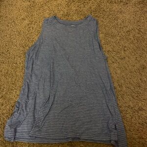 Athletic Works Blue and White Striped Tank Top